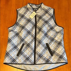 Karen Scott Blue and Black Plaid Vest